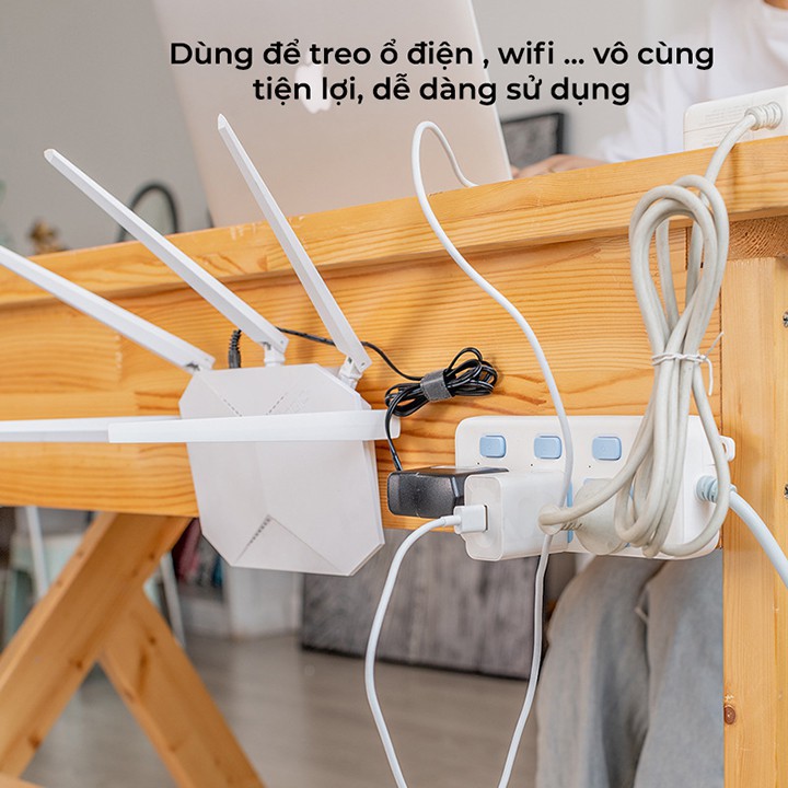 Móc dán gắn tường chữ U trong suốt treo ổ cắm điện, WIFI, tranh ảnh chịu lực đến 10kg MDT00006 - HT