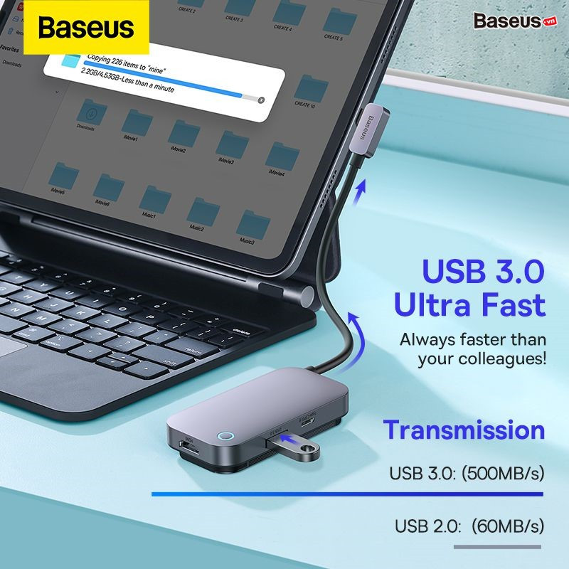 ub Mở Rộng Đa Năng Baseus PadJoy Type-C HUB Adapter Dùng Cho iPad MacBook Laptop - hàng chính hãng