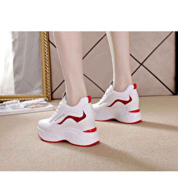 Giày thể thao nữ độn đế, sneaker độn đế loại cao cấp, 8.5cm tôn chiều cao, bằng da PU, 2 màu