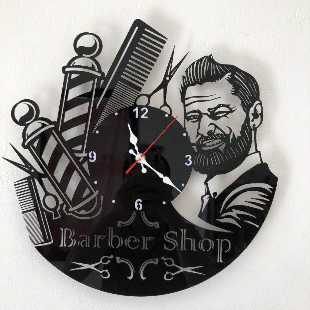 Tranh Trang Trí Barber Shop Đồng Hồ Treo Tường Kim Trôi Đẹp