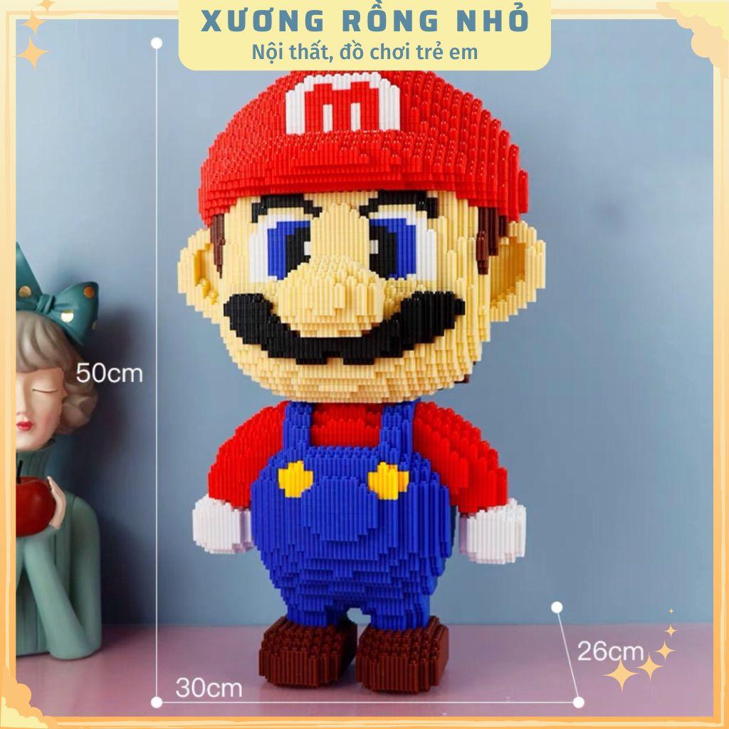 Mô Hình mario cỡ lớn size to 50cm đồ chơi xếp hình nano 3d cho bé chuẩn mẫu TẶNG BÚA