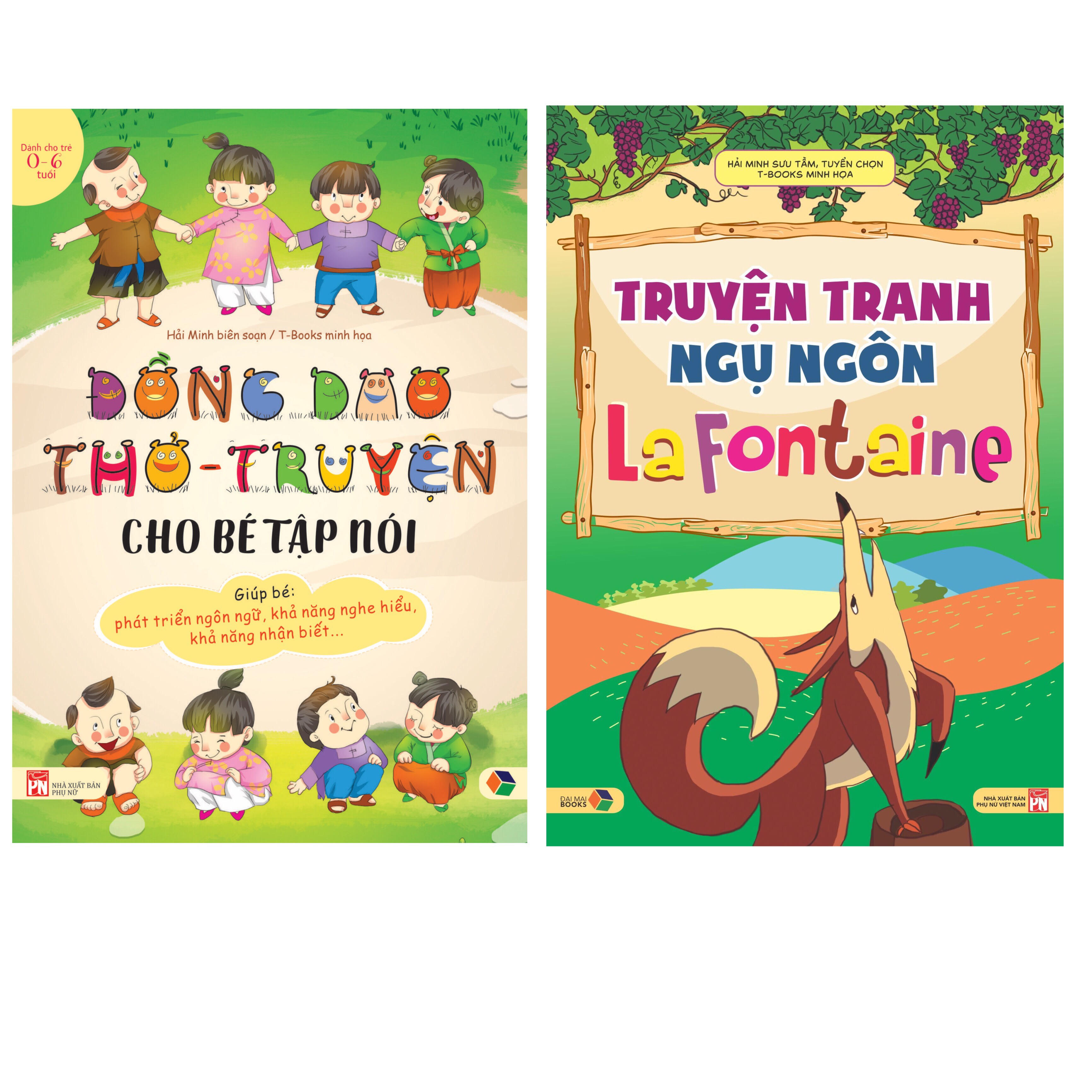 Combo Đồng dao thơ - truyện cho bé tập nói + Truyện tranh ngụ ngôn La Fontaine