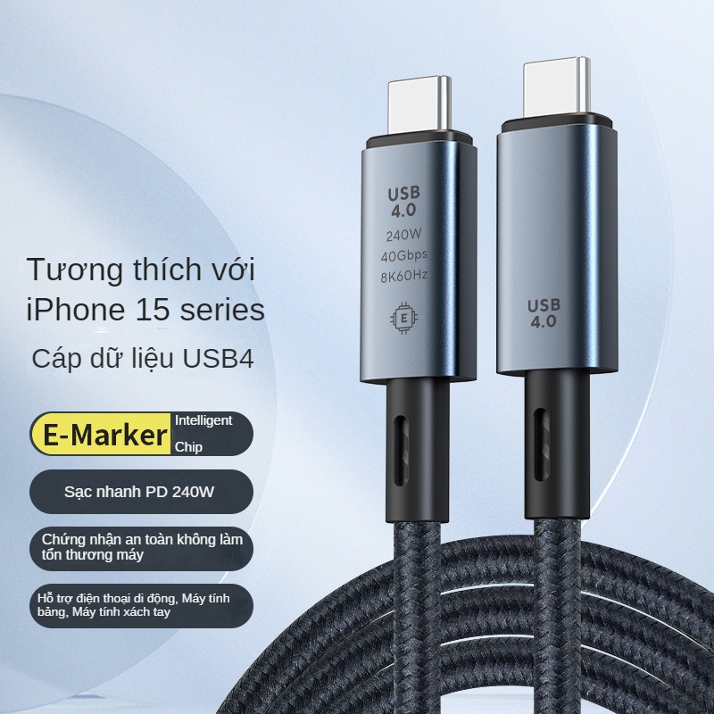 Cáp Sạc Nhanh USB Type C to Type C PD 240W - Dây Cáp Dữ Liệu FIRO USB4 CABLE - Sạc Nhanh PD 240W, Truyền Dữ Liệu 40Gbps, Video 8K60Hz - 48V@5A PD240W/8K60Hz/40Gbps - Dài 1,5 Mét - Dùng Cho iPhone 15 Series, Macbook, Laptop, Smartphone - Hàng Chính Hãng