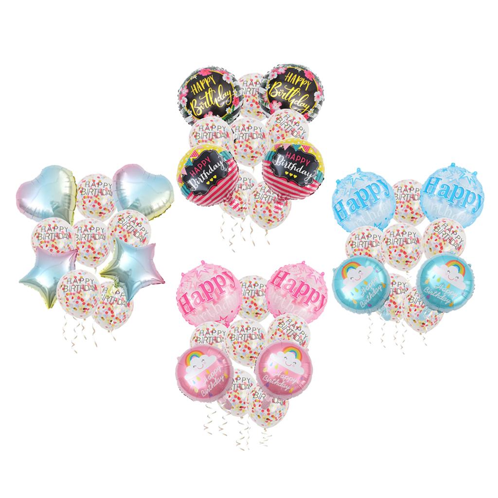 10PCS Confetti Foil Balloon Birthday Balloons Party Wedding Decor Set