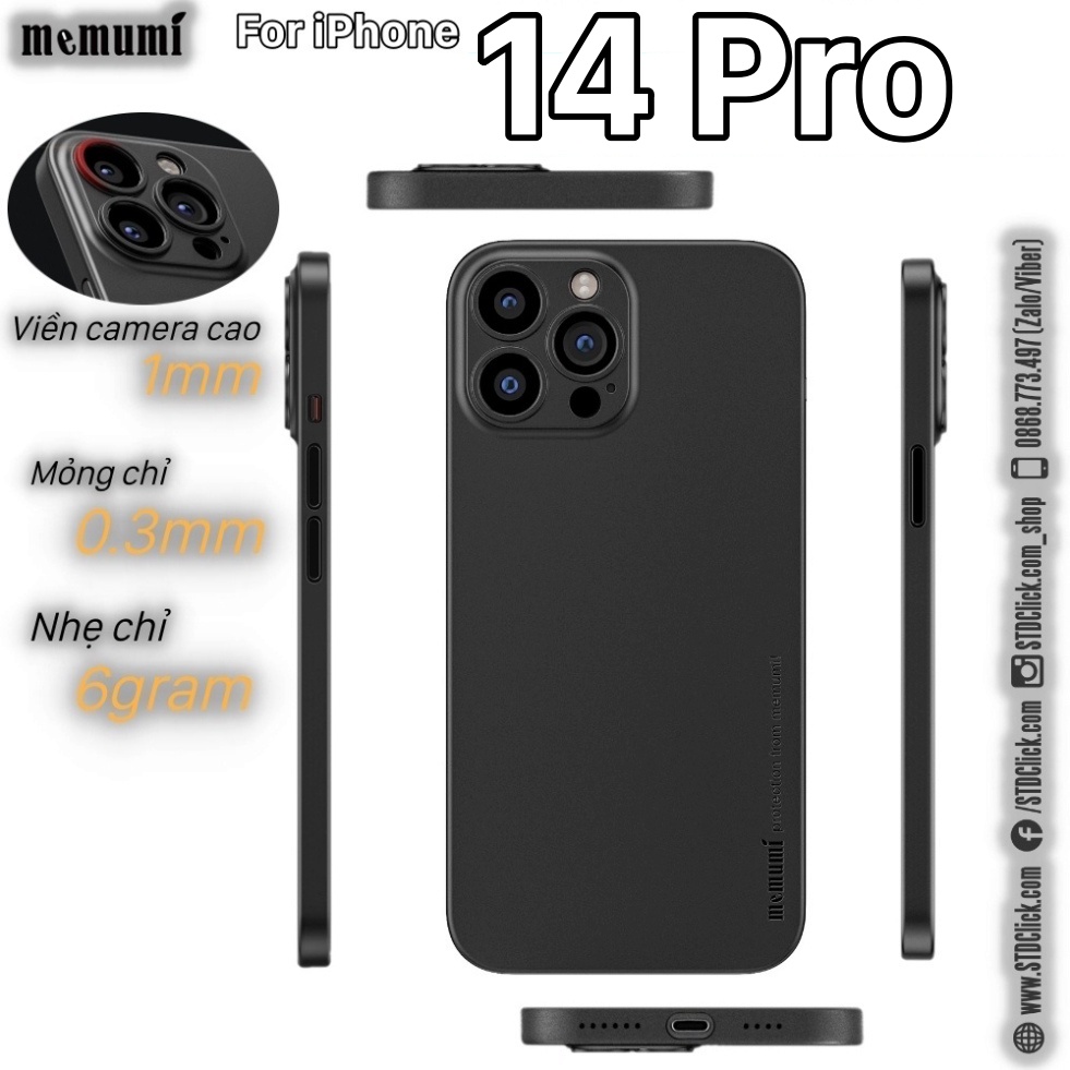 ỐP LƯNG DÀNH CHO ĐIỆN THOẠI IPHONE 14 PRO MEMUMI MỎNG LỤA