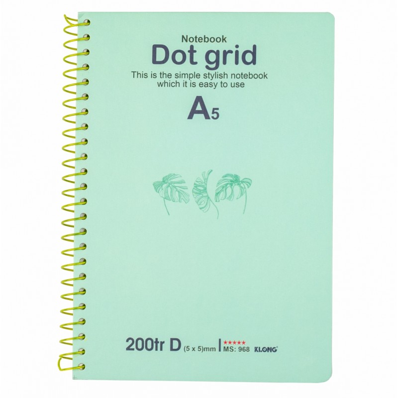 Sổ lò xo đơn KLONG A5 Dot Grid ruột chấm 70/76; MS: 968