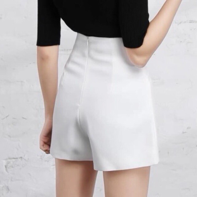 Quần short nữ cạp liền eo khóa lưng chất tuyết mưa