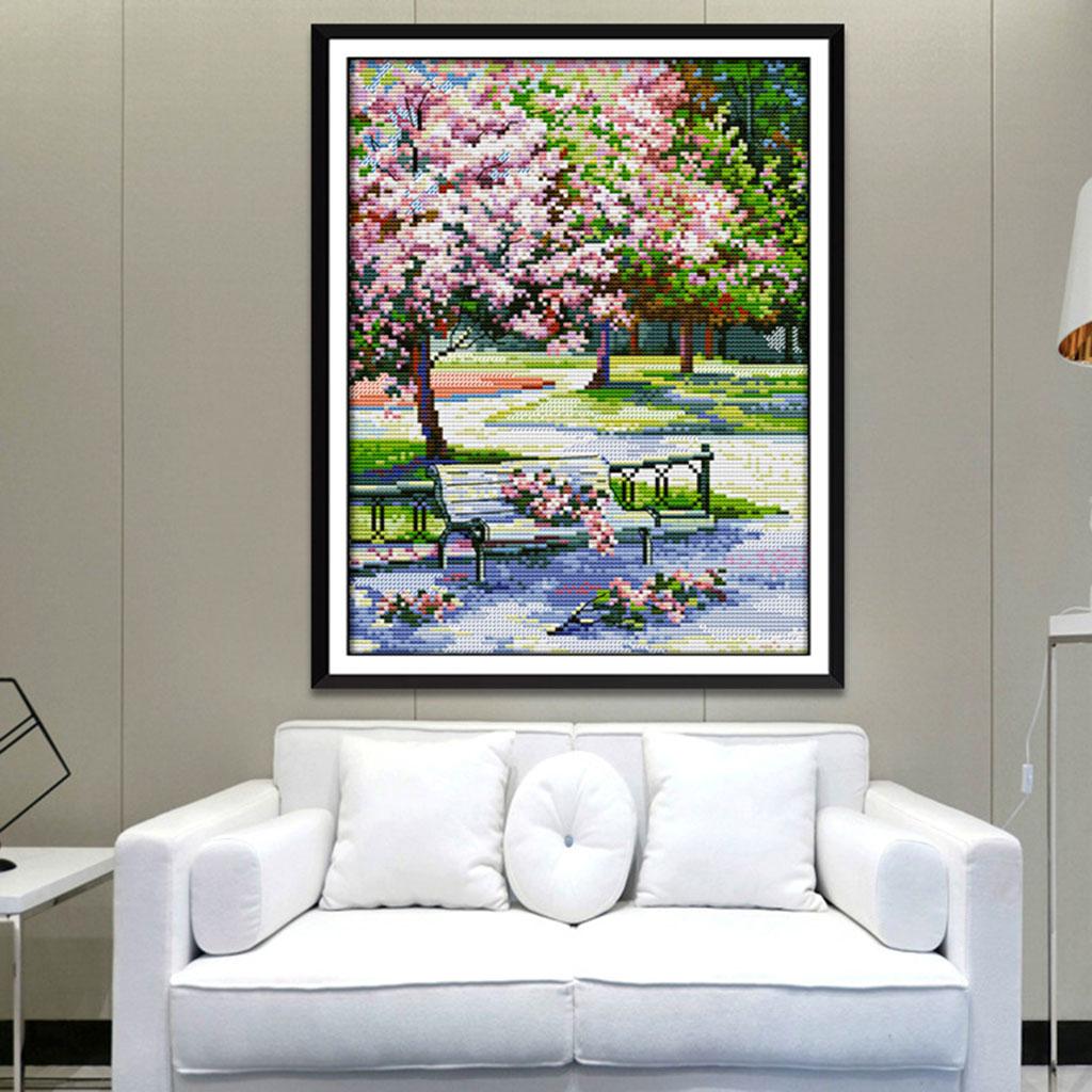 Embroidery Cross Stitch Kits Pre-Printed Pattern Needlework - Spring Scene