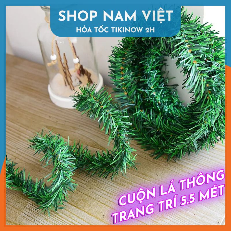 Cuộn Lá Thông Giả Dễ Uốn Trang Trí Giáng Sinh Dài 5.5 Mét