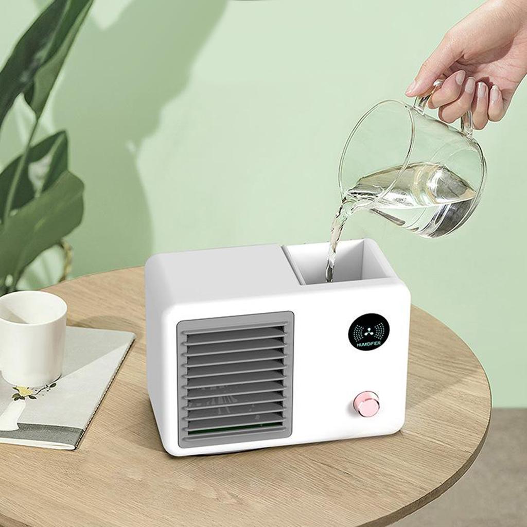 Personal Air Cooler, 3-in-1 Silent Retro Portable Mini Air Conditioner, 400ml Evaporative Air Cooler Humidifier Purifier with 7 Colors LED