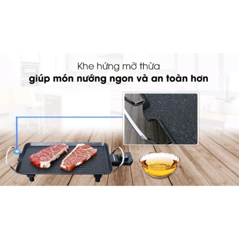 Bếp Nướng Điện Không Khói SHD4607 Công Suất 1500w 6 Mức Nhiệt, Mặt Tráng Men Chống Dính
