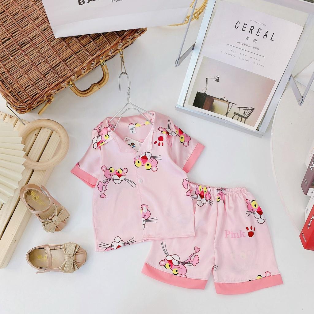 Bộ bé gái Bộ mặc nhà Pijama lụa bé gái Nhí và Đại 8-30kg XHN842