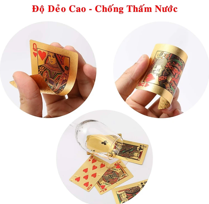 Hình ảnh Bộ Bài Tây Poker Nhựa Phủ Nhũ Vàng Chống Gãy Và Chống Thấm Nước