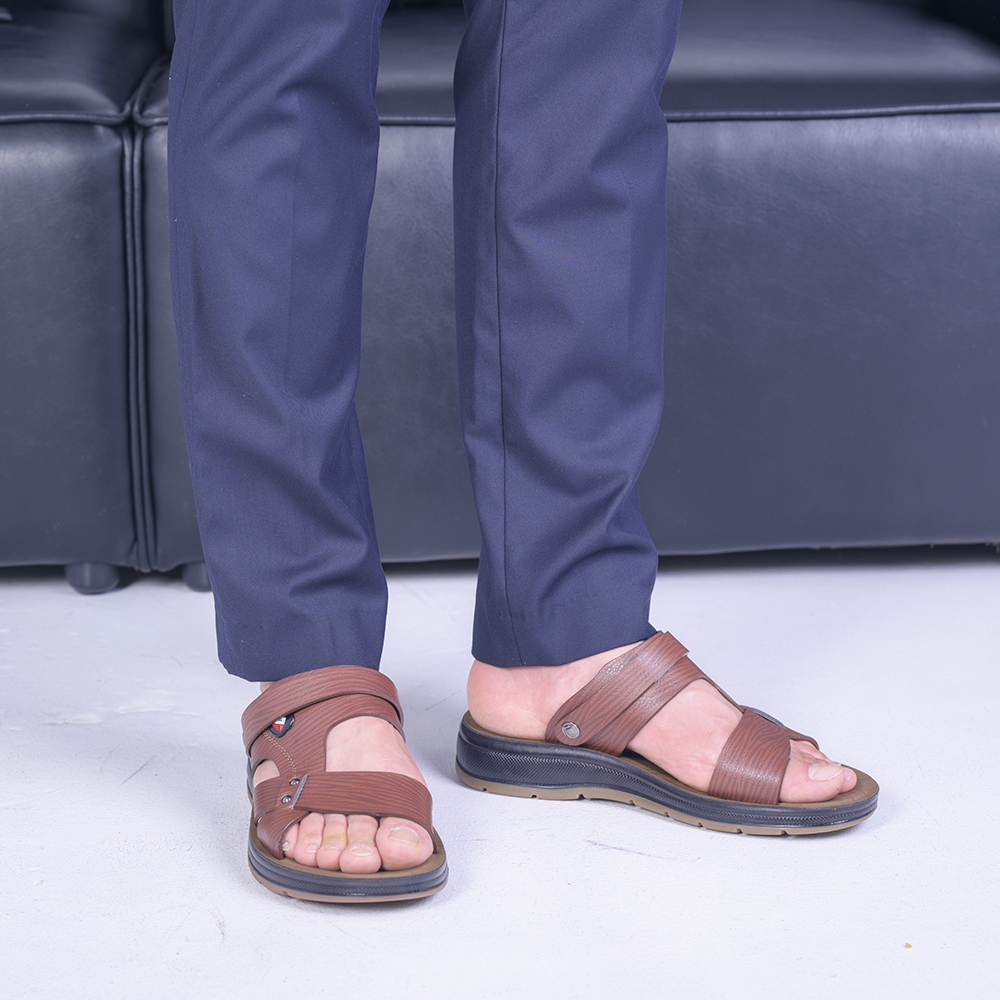 Dép Sandal Nam Da Bò - DC05 Đế Cao Đúc Nguyên Khối, Đường Khâu Chắc Chắn, Đế Massage Mềm Mại Êm Chân