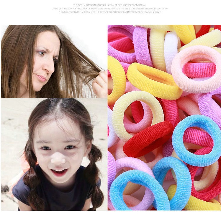 Hình ảnh Combo 05 thun buộc tóc bé gái, nhiều màu, dễ thương Kèm vòng tay chỉ đỏ may mắn Thailand