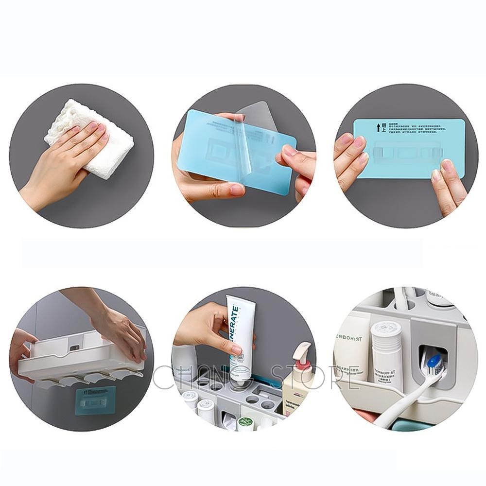 Bộ Nhả Kem Đánh Răng Tự Động Lúa Mạch 4 Cốc Kệ bàn chải đánh răng siêu chắc chắn