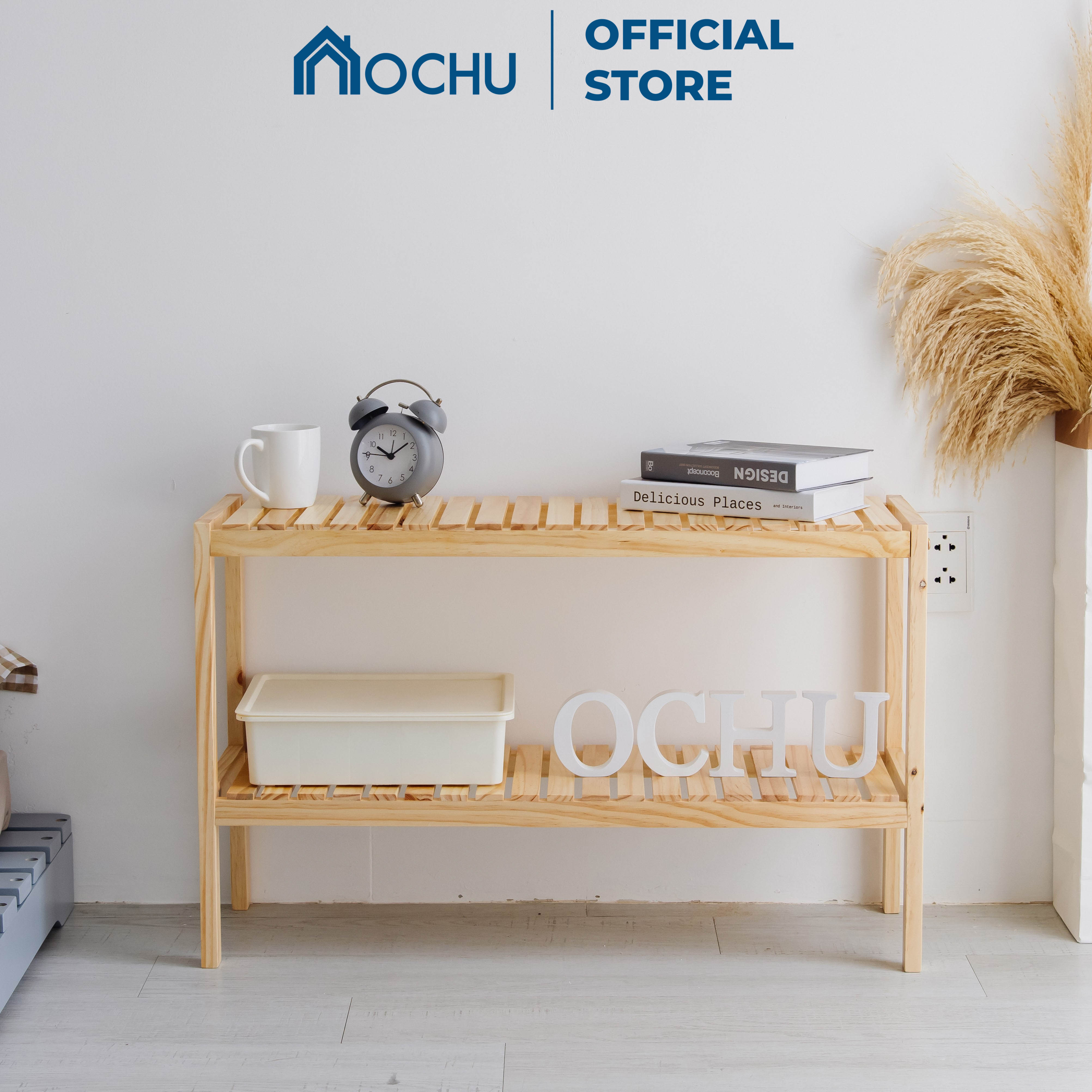 Kệ Đa Năng 2 Tầng Khung Gỗ Thông OCHU - Bench 2F - White