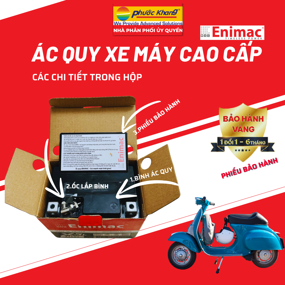 Bình Ác Quy xe máy cao cấp Enimac X6