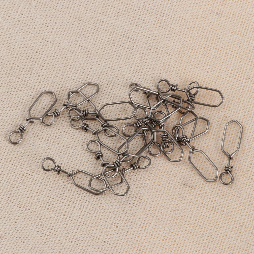 20Pcs High Strength Fishing Rolling Swivel with Coastlock Snap, Copper Stainless Steel Connector