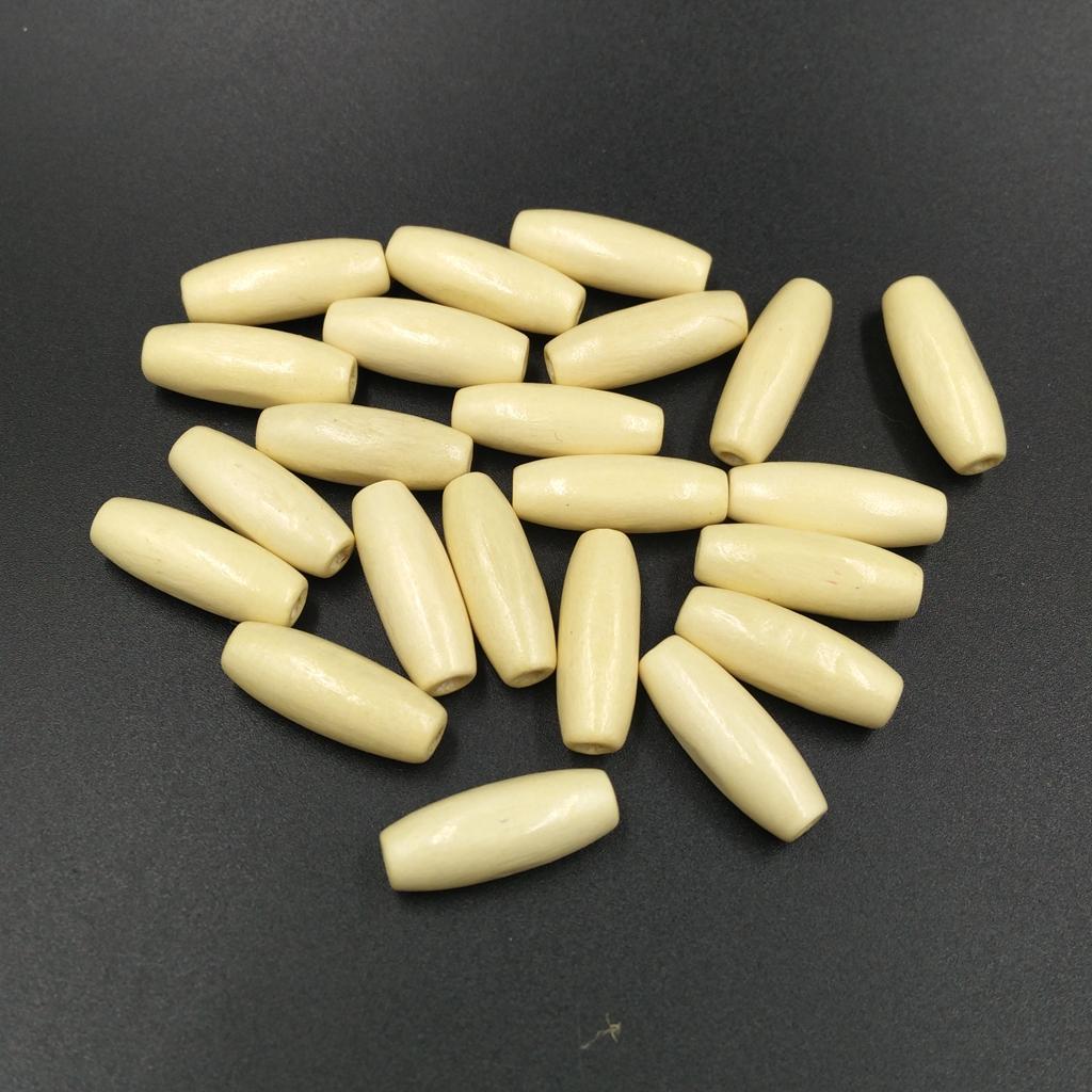 100 Pieces Mixed Art Wood Oval Loose Beads Wood Tube Bead Wooden Beads for DIY Jewelry Making Bracelet Charms Home Decoration Crafting Beads Dark brown and Beige