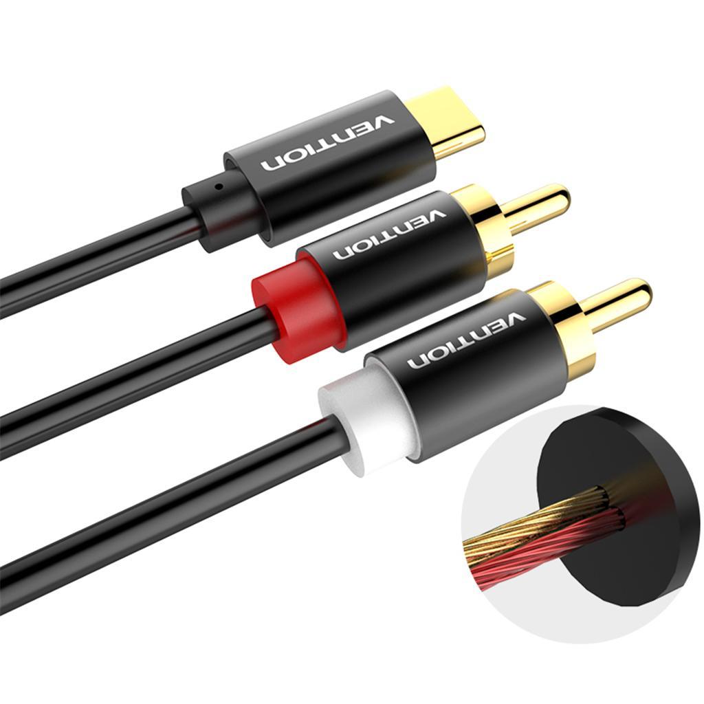 2x USB Type-C to Dual RCA Audio Cable Male to Male Aux Stereo Adapter 50CM