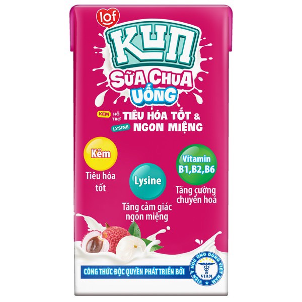 Kun sữa chua uống hương vải thùng 48 hộp x110ml