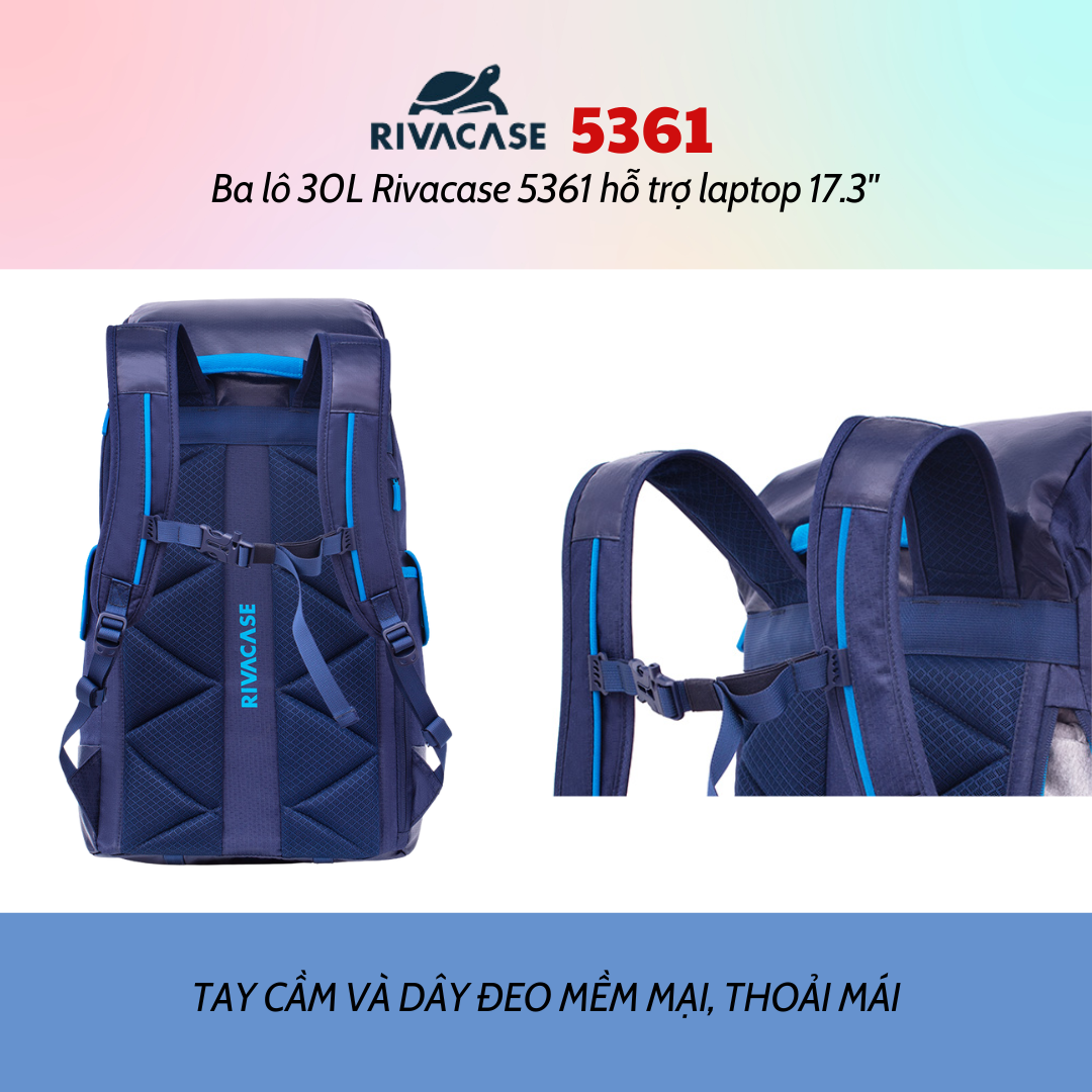 Balô 30L Rivacase 5361 Để Vừa laptop 17.3&quot; - Bảo Hành 24 Tháng - Hàng Chính Hãng