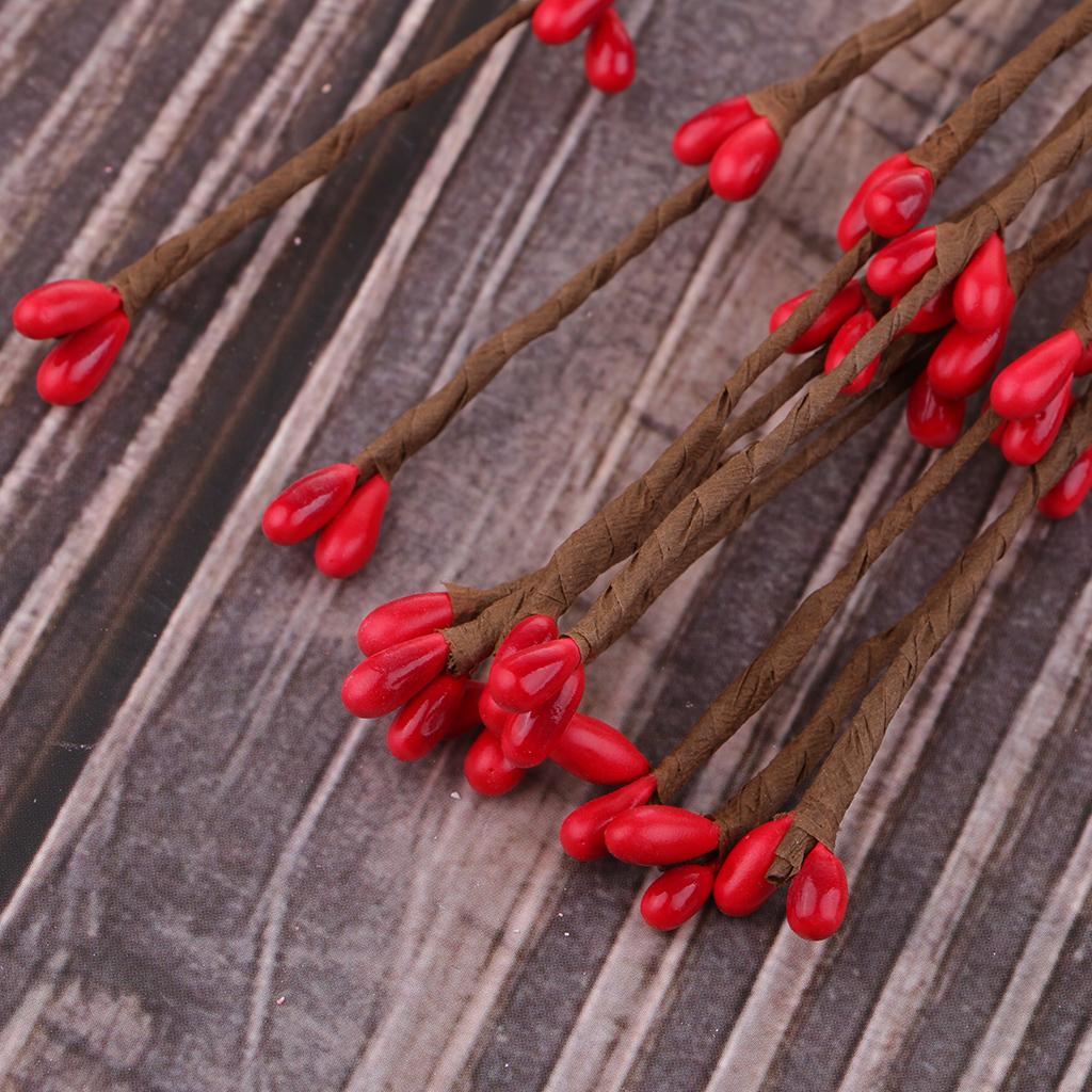 200x Pip Berry Garland Stem Rustic Wall Door Decor DIY Party Favor Red White