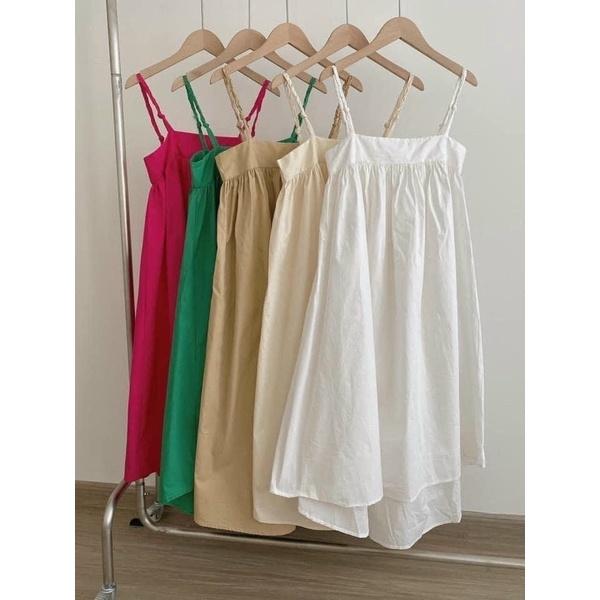Váy Babydoll dáng xòe thô hai dây form dài vạt bầu cực xinh nhiều màu
