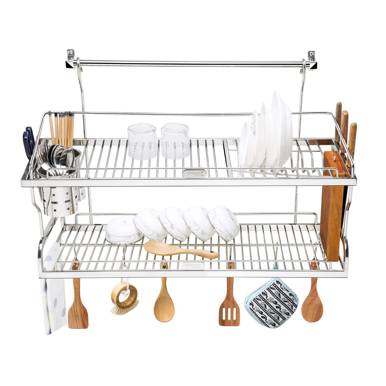 Kệ sóng chén 8 tấc treo inox 304 TOVASHU 304-8TC2