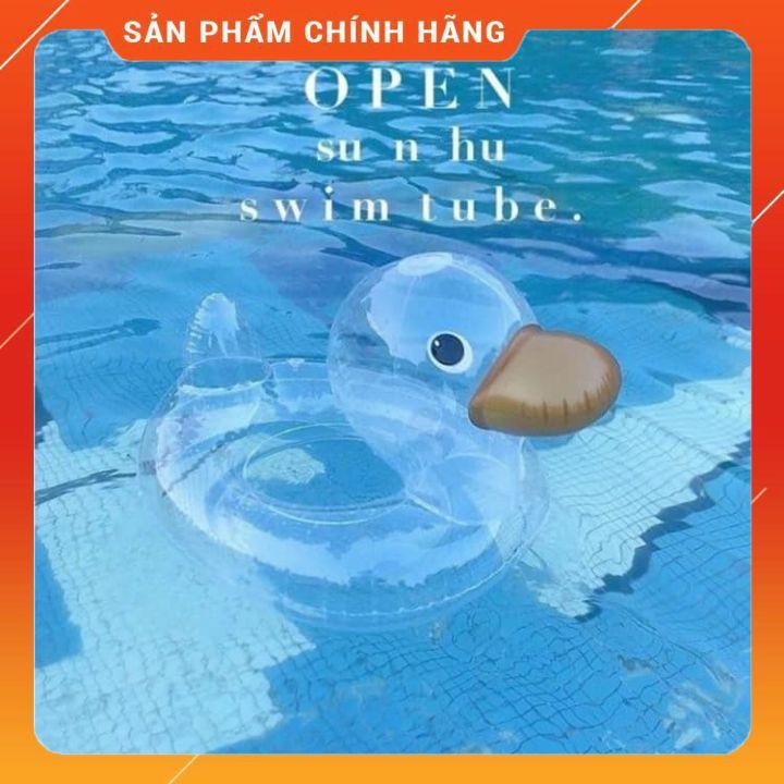 Phao Bơi Tròn Hình Vịt - Phao Bơi Trong Suốt Dễ Thương Cho Bé