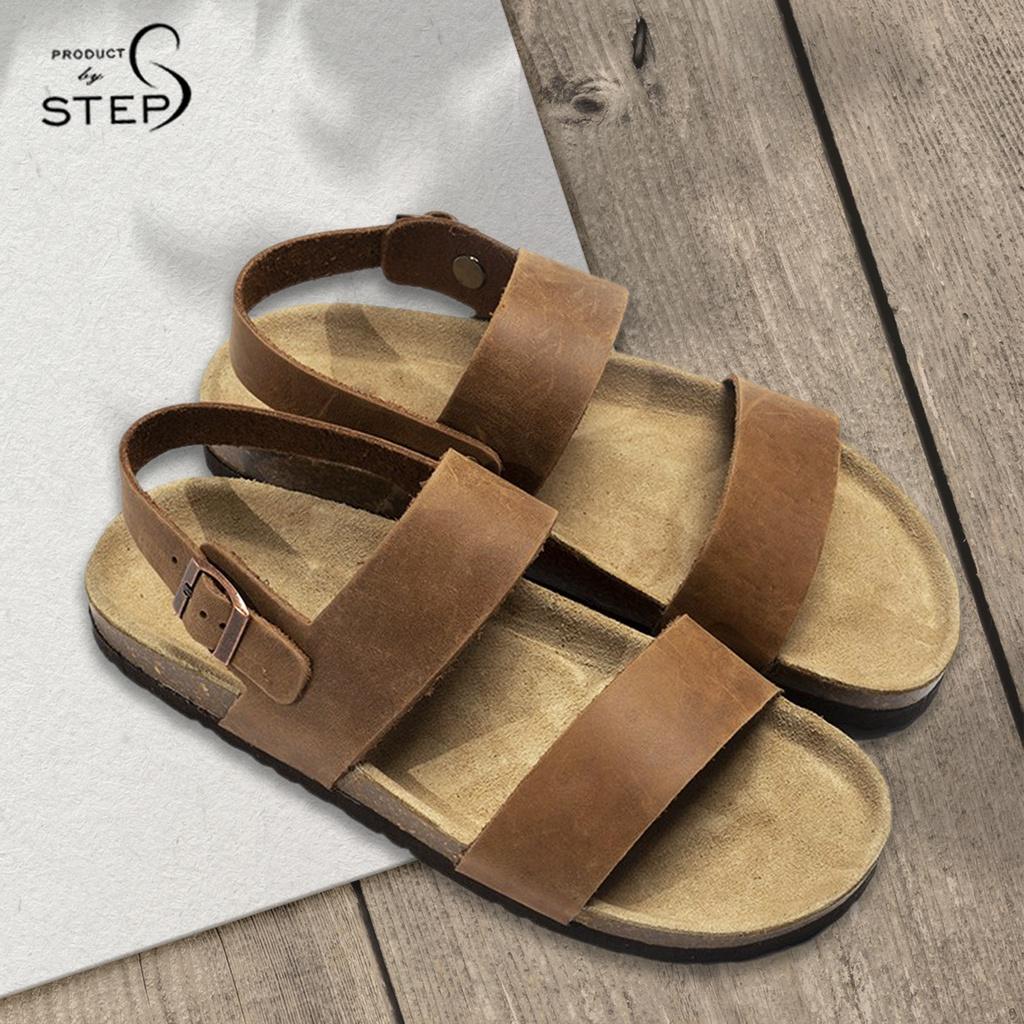 Giày đế trấu Unisex Da quai đôi