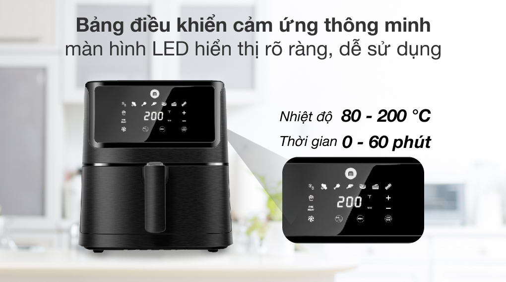 Nồi chiên không dầu 5.5L điện tử Mishio MK284 - Hàng chính hãng