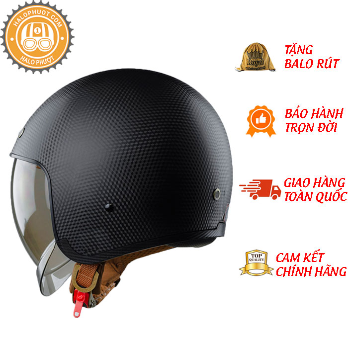 Nón bảo hiểm 3/4 ROYAL M139 có kính âm VÂN CARBON