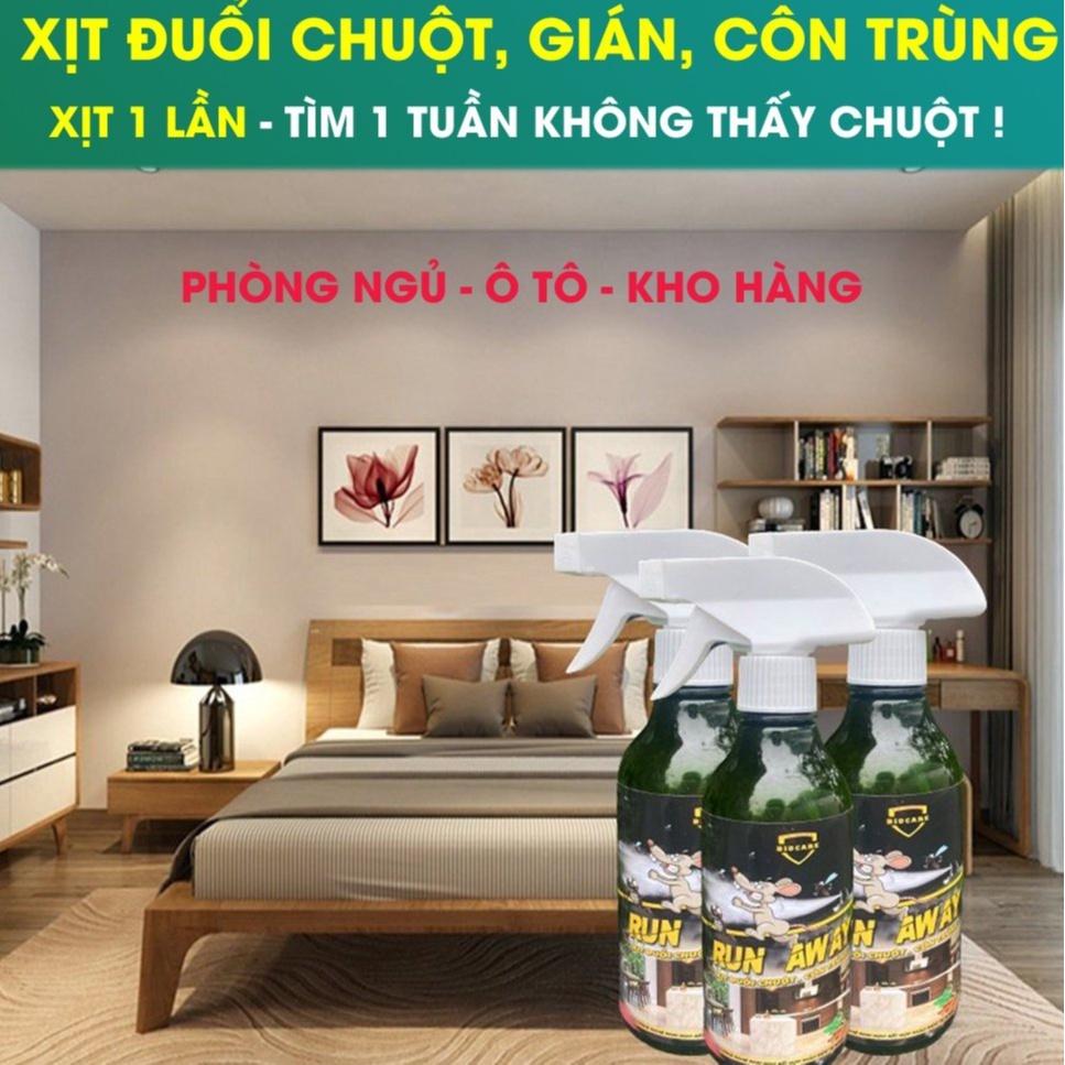 Xịt đuổi chuột thảo mộc Run Away xua đuổi chuột gián trong nhà, oto an toàn với người và vật nuôi