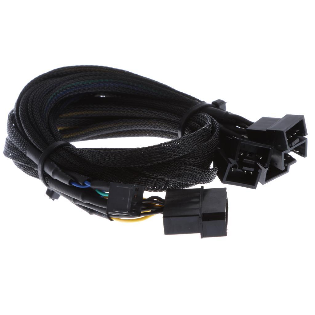45cm PWM 3/4   Splitter PC  Cable Cord Black Sleeved