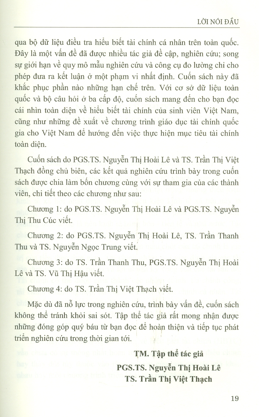 Nâng Cao Hiểu Biết Tài Chính Cá Nhân Cho Sinh Viên - Hướng Đến Mục Tiêu Tài Chính Toàn Diện (Sách chuyên khảo)