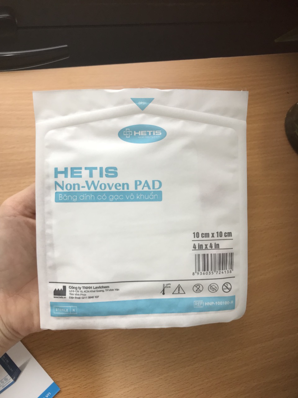 Băng dính có gạc vô khuẩn HETIS Non-Woven Pad HPN-100100-R (Hộp 10 miếng  - 10x10cm)