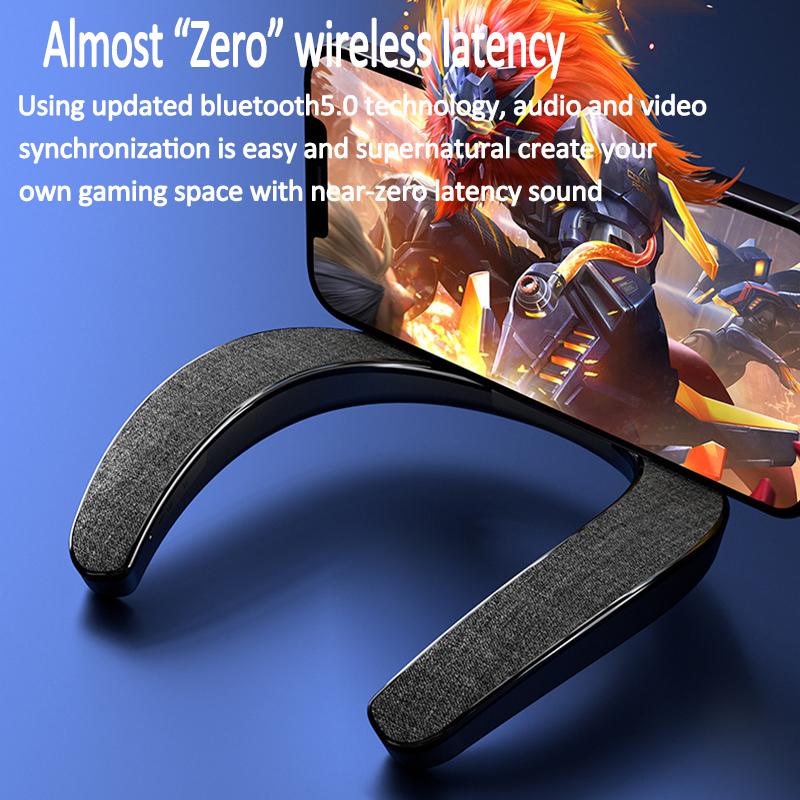 Mới Loa Bluetooth Gắn Cổ Hifi Đeo Cổ Bluetooth Chơi Game Âm Thanh Vòm Âm Thanh Nổi 3D Loa Ngoài Trời Màu sắc: Đen