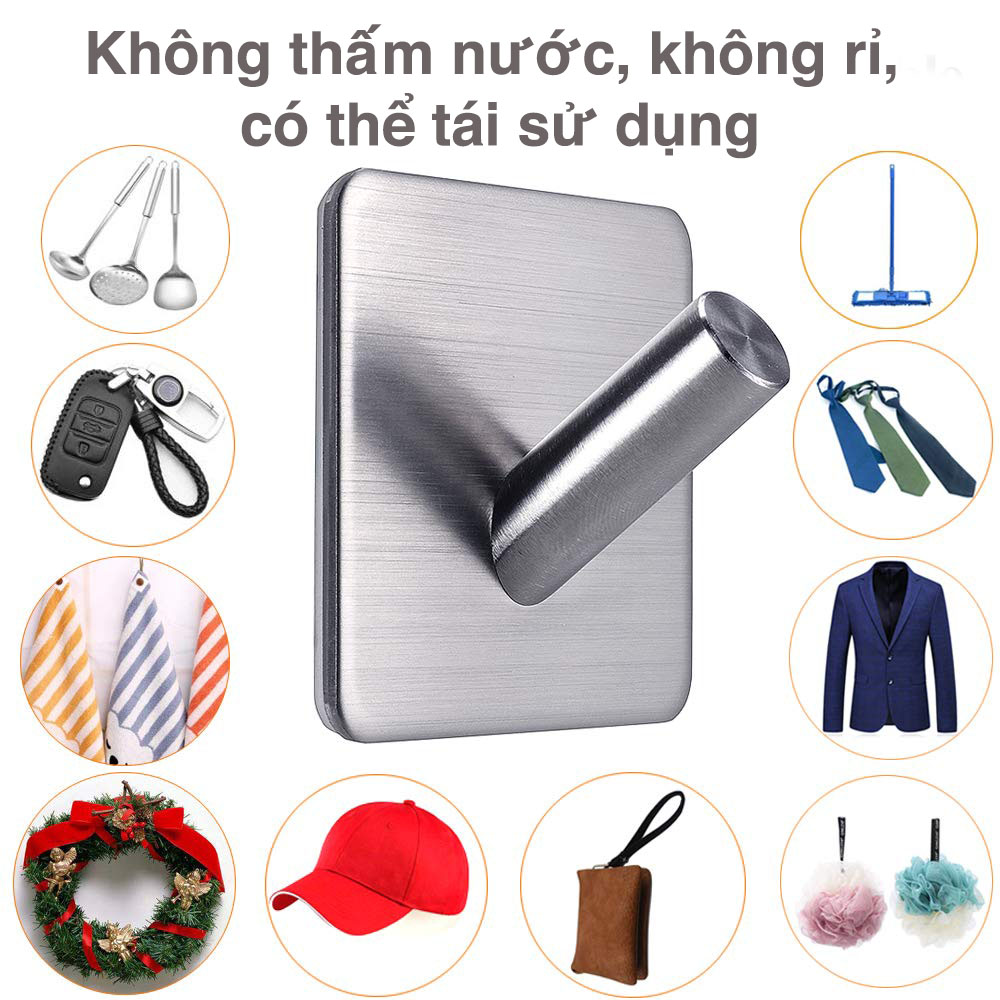 Bộ 5 Móc Treo Đồ Dán Tường Chân Chéo Inox 304 Chống Han Gỉ Tuyệt Đối, Chịu Lực Cực Tốt - Đi kèm Keo Dán chuyên dụng