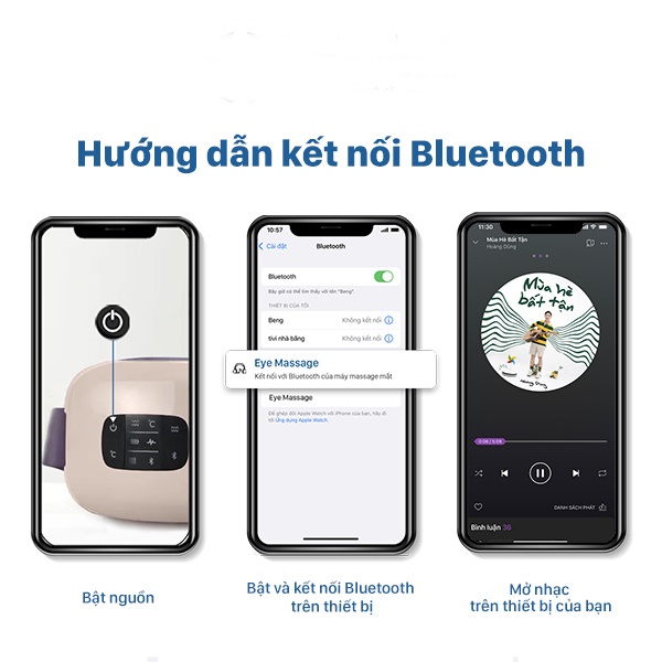 Máy massage mắt HY-01,Massage  Bằng Ấp Suất Khí Có Tích Hợp Kết Nối Bluetooth Nghe Nhạc Thư Giãn Cao Cấp