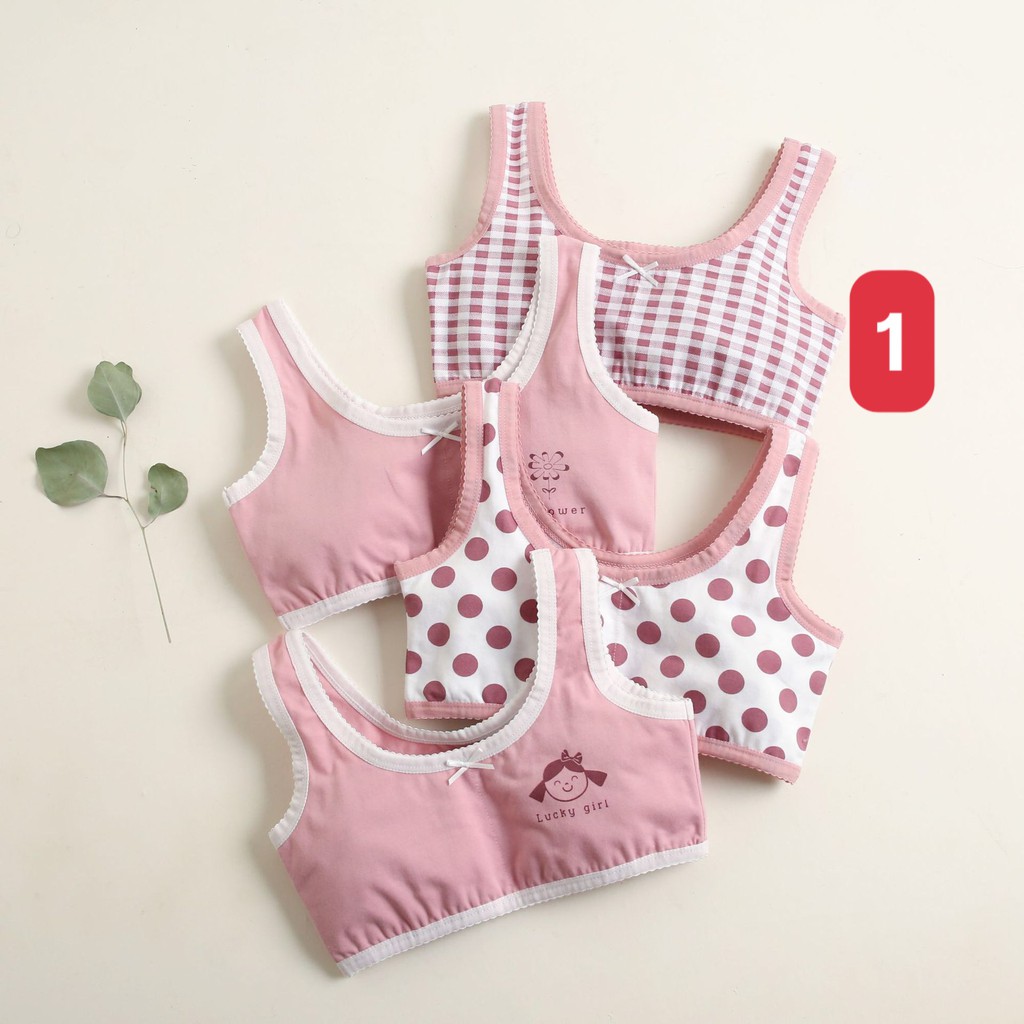Combo 4 áo lót bé gái Hàn Quốc siêu đẹp chất cotton, áo bra cho bé gái từ 20-50kg