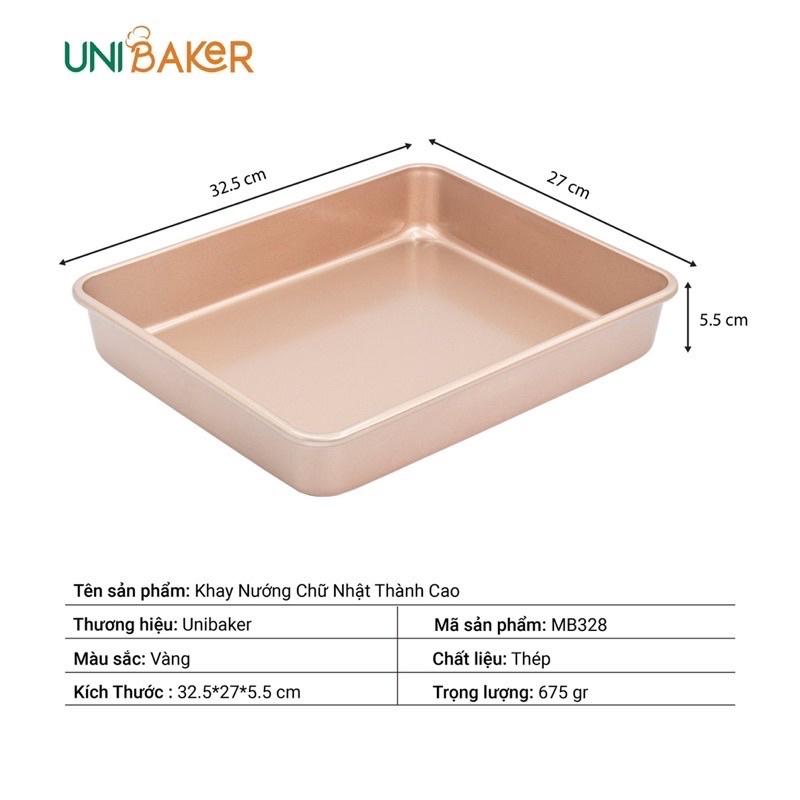 Khay nướng bánh chữ nhật thành cao UNIBAKER / Khay nướng cách thuỷ