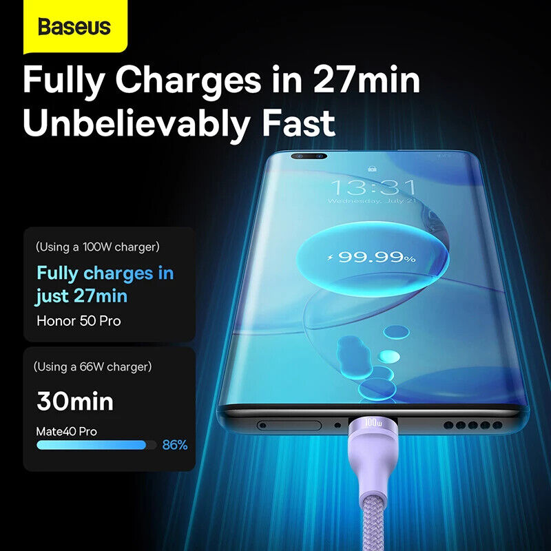 Cáp sạc nhanh đa năng 3 đầu Baseus Flash Series II 3in1 Fast Charging Cable (USB-A+ Type C to Micro + L + Type C, 100W) -Hàng chính hãng