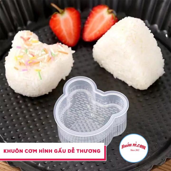 Set 7 khuôn bento ép cơm nắm KÈM THÌA – Khuôn cơm nhựa trong suốt an toàn sức khỏe – 01471