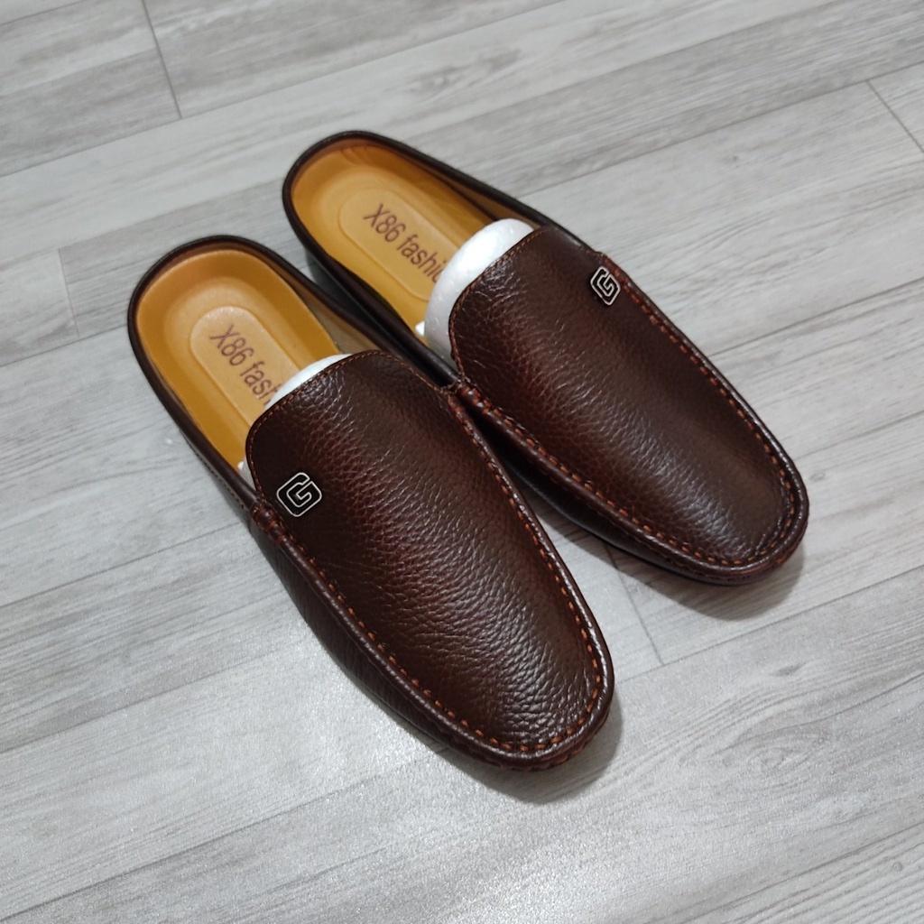 Giày nam không gót chất liệu DA BÒ đế cao su đã khâu chắc chắn bảo hành 12 tháng size 38 đến 43