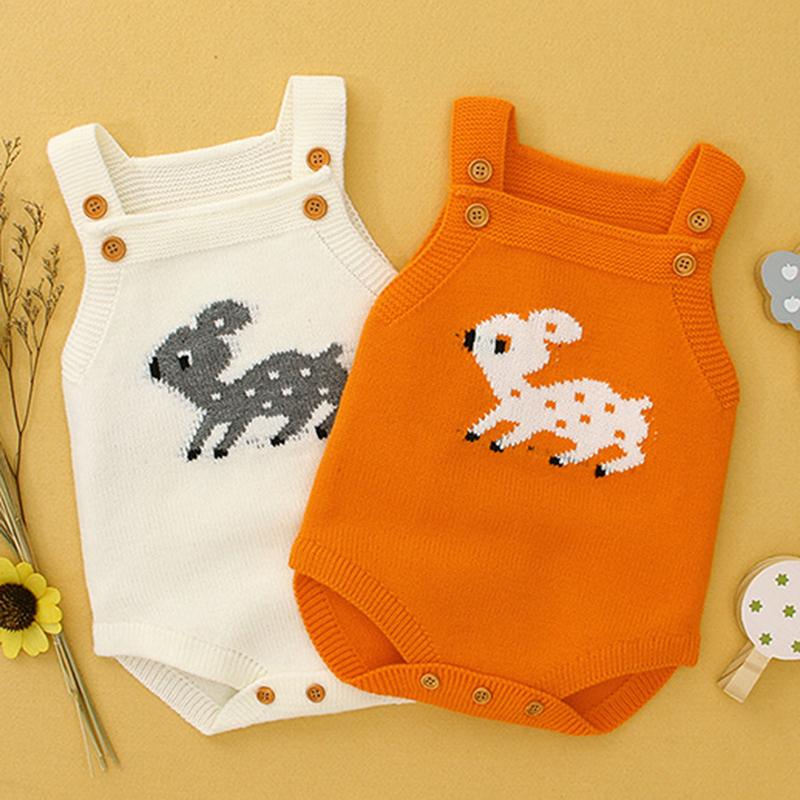 Mùa Thu Giáng Sinh Hươu Bé Trai Bé Gái Tam Giác Rompers Trẻ Sơ Sinh Áo Liền Quần Sơ Sinh Bé Trai Quần Áo Bé Gái Đan Rompers