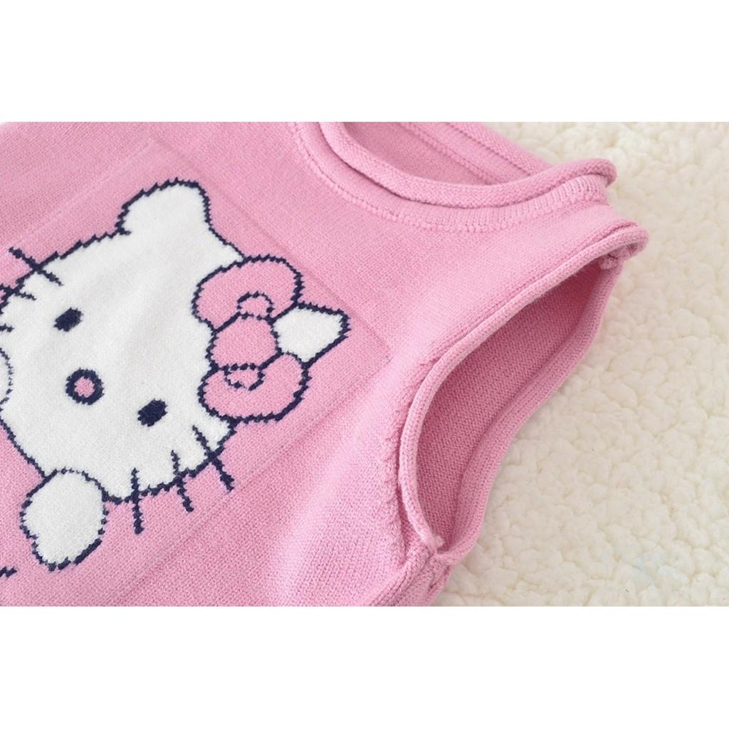 Áo Ghi Lê Len Mèo Hello Kitty đáng yêu cho bé trai và bé gái sơ sinh từ 9-18kg Mẫu hot nhất Thu Đông 2021 - GHILE07