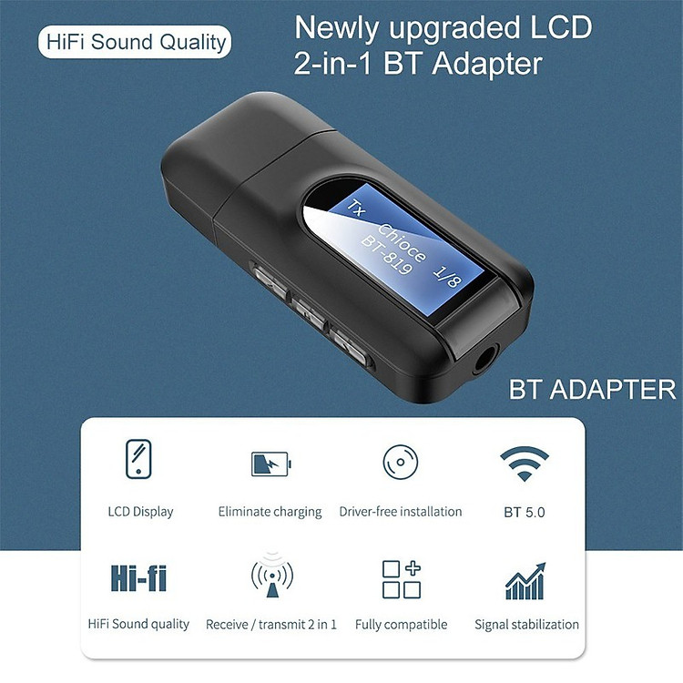 USB Thu Phát Không Dây Bluetooth 5.0 BT-2IN1