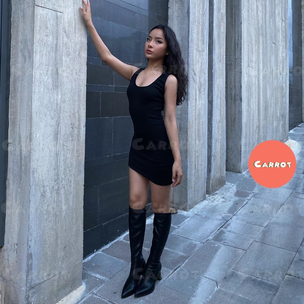 Đầm body đẹp basic ôm ba lỗ sát nách khoét lưng quyến rũ dễ thương thời trang nữ trendy carrotxinhdep